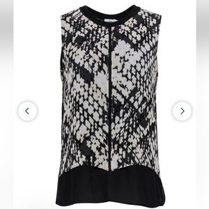 J24‎ Vince - Black & Cream Abstract Pattern Sleeveless Blouse